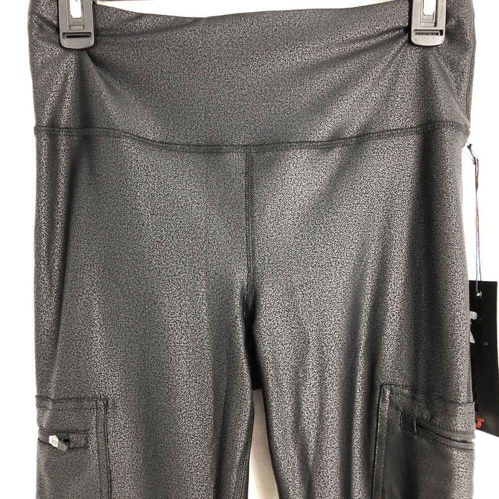 MONO B Women’s Black Faux Leather Legging Zip Pockets Size Large